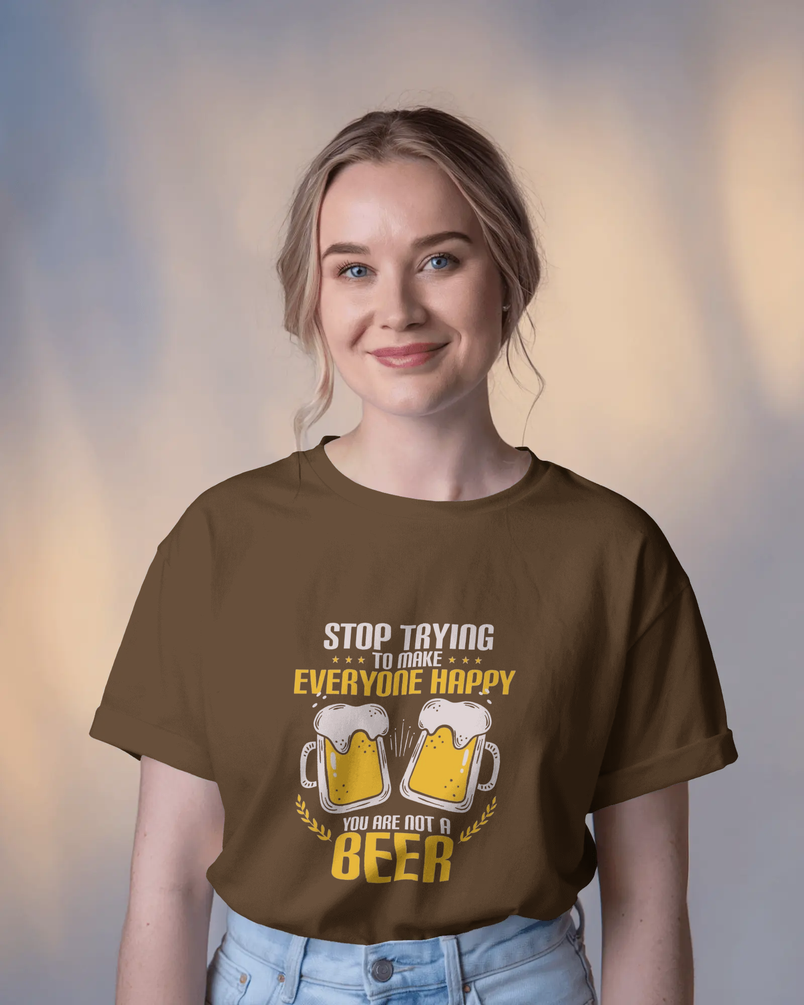 Brew-tifully Sarcastic Ladies Classic Crew T-Shirt | Teeyatra | Abstract