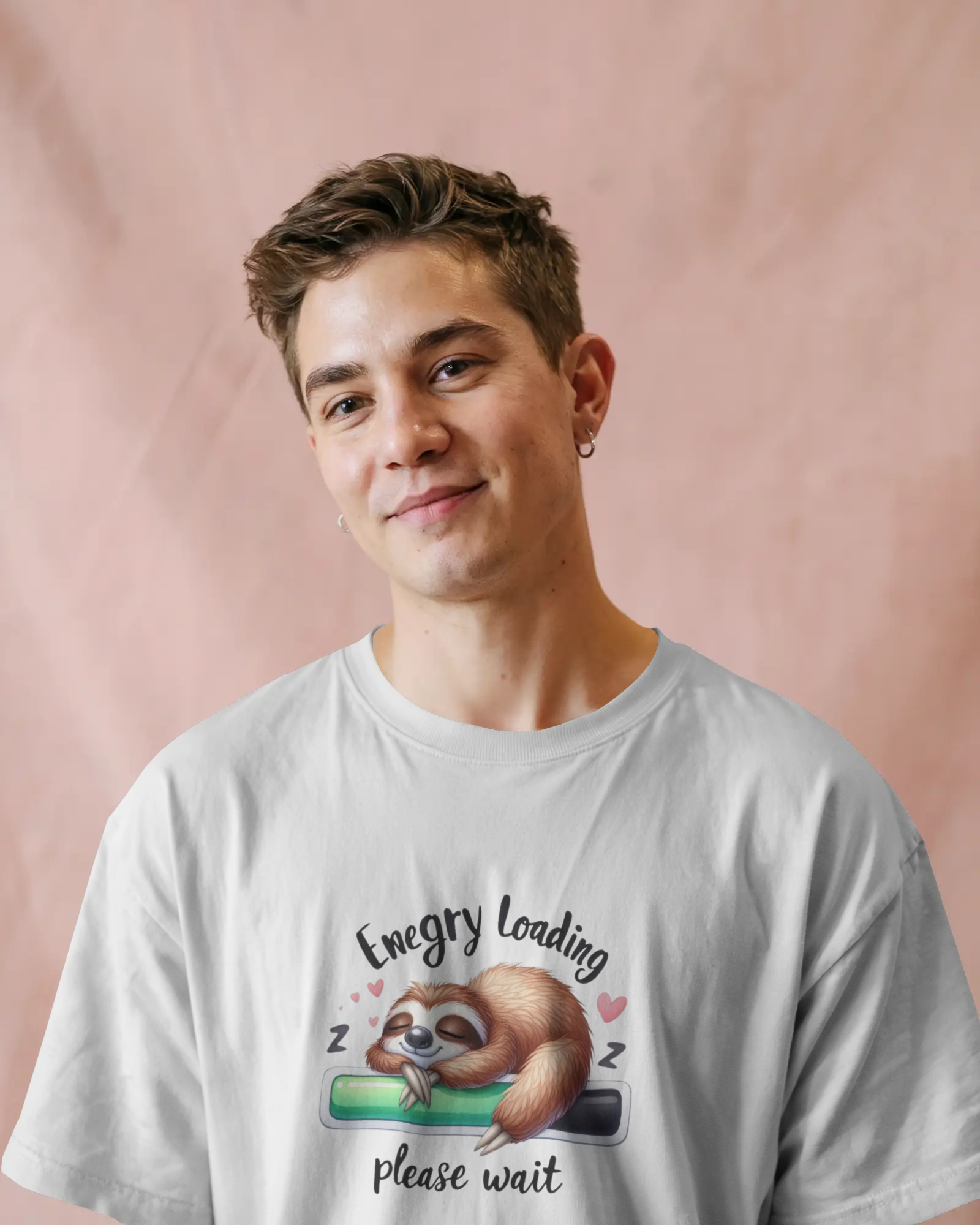 Cute Sloth Sleeping on a Battery Men's Classic Crew T-Shirt | Teeyatra | Abstract