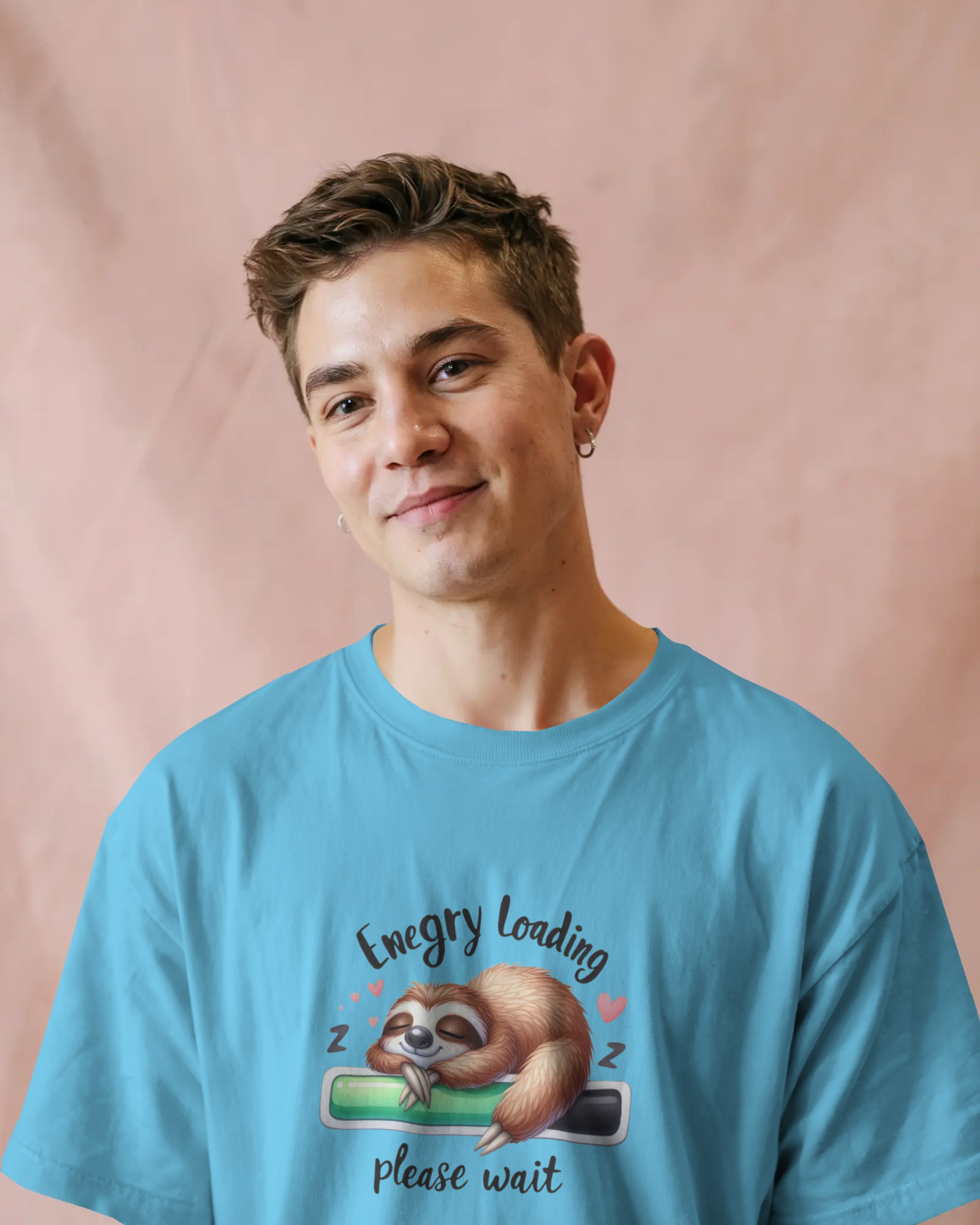 Cute Sloth Sleeping on a Battery Men's Classic Crew T-Shirt | Teeyatra | Abstract
