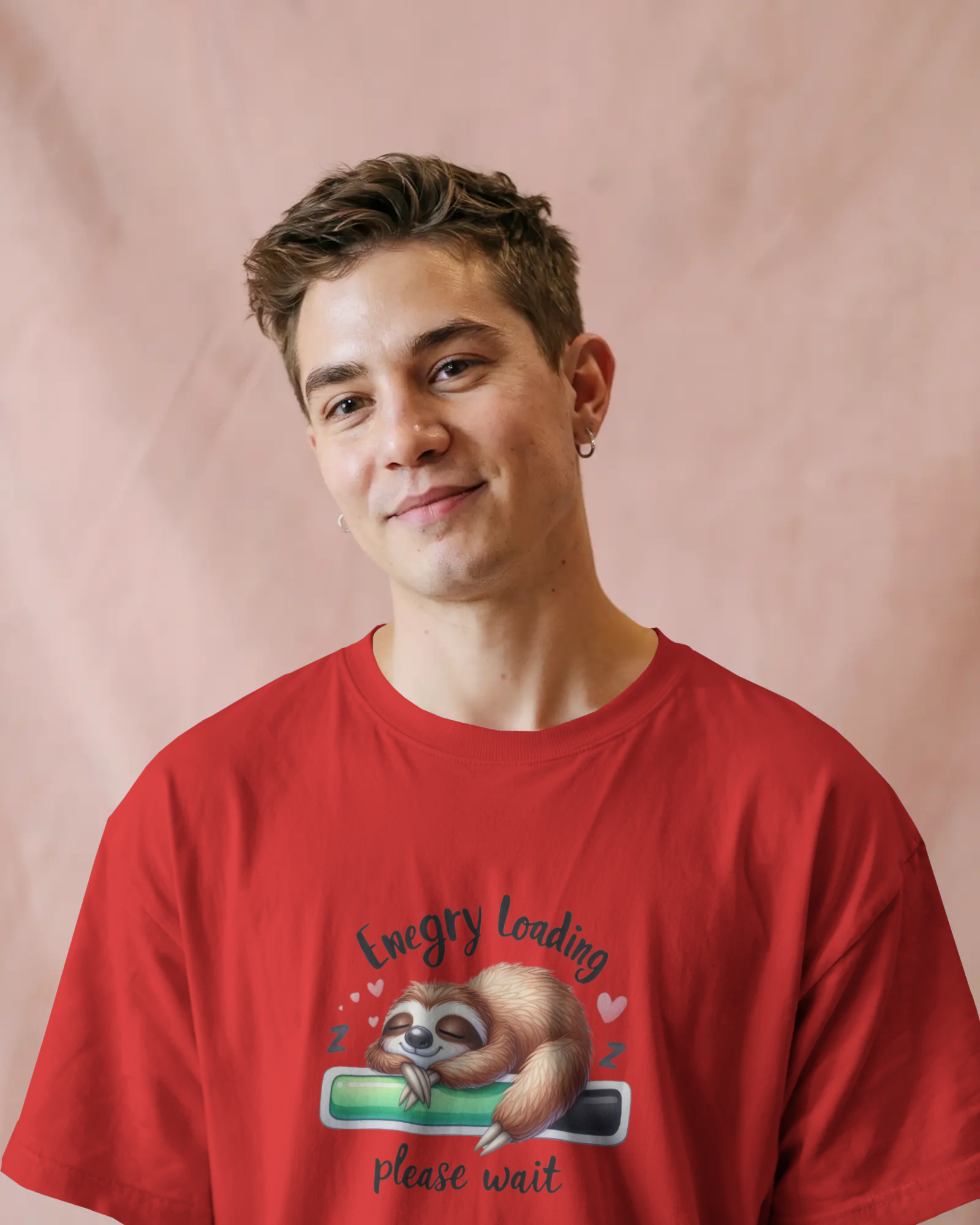 Cute Sloth Sleeping on a Battery Men's Classic Crew T-Shirt | Teeyatra | Abstract