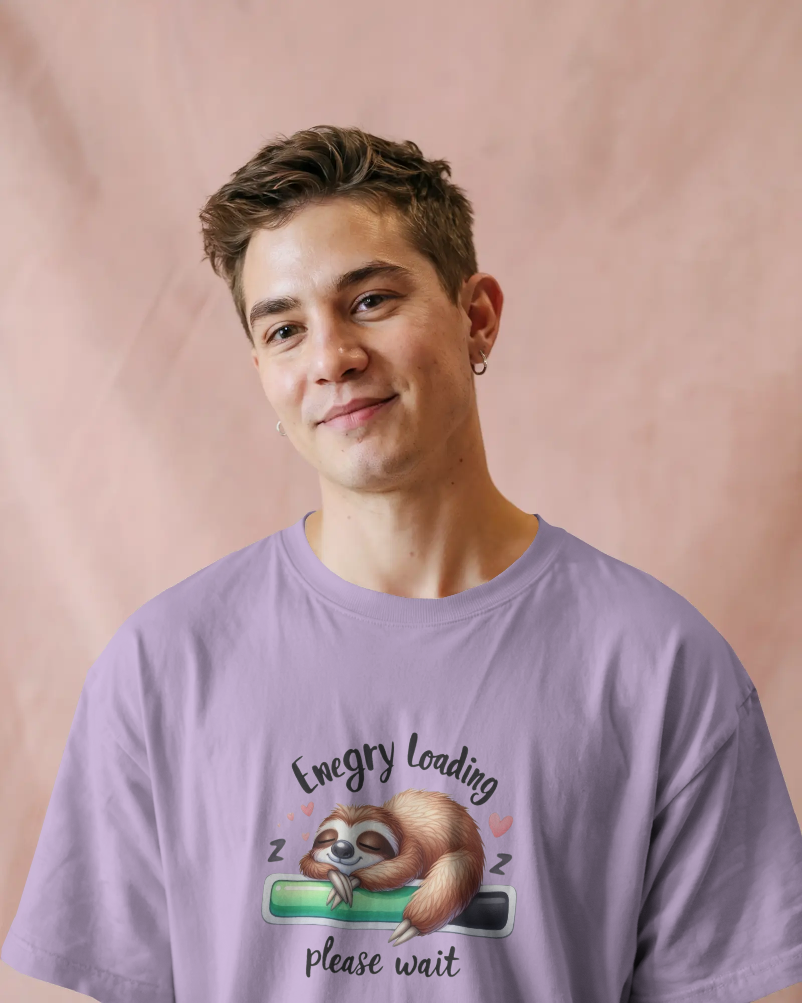 Cute Sloth Sleeping on a Battery Men's Classic Crew T-Shirt | Teeyatra | Abstract