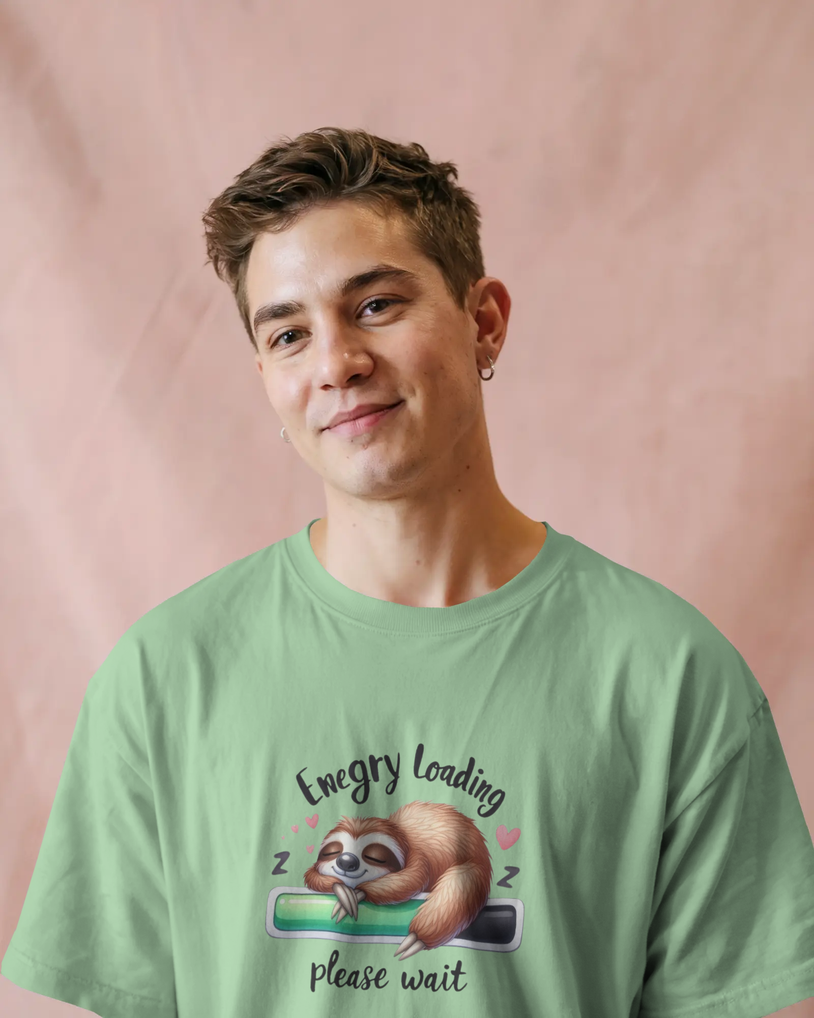 Cute Sloth Sleeping on a Battery Men's Classic Crew T-Shirt | Teeyatra | Abstract