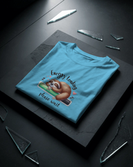 Cute Sloth Sleeping on a Battery Ladies Classic Crew T-Shirt | Teeyatra | Abstract