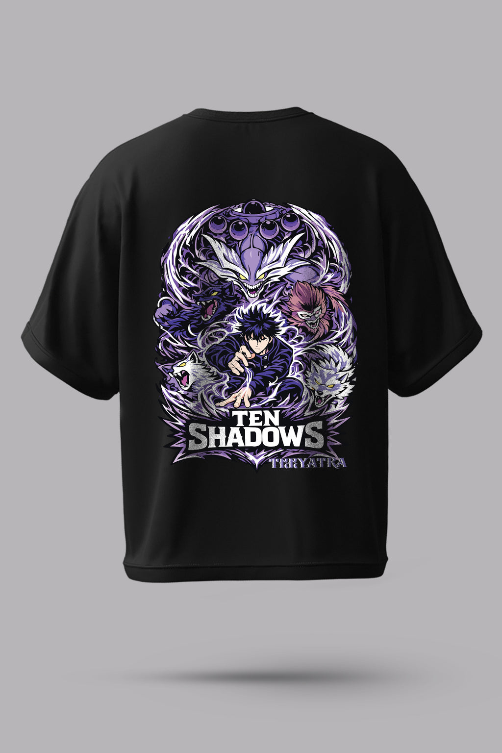 Ten Shadows Anime Oversized T-Shirt – 240 GSM French Terry | Premium DTF Back Print | Unisex Streetwear