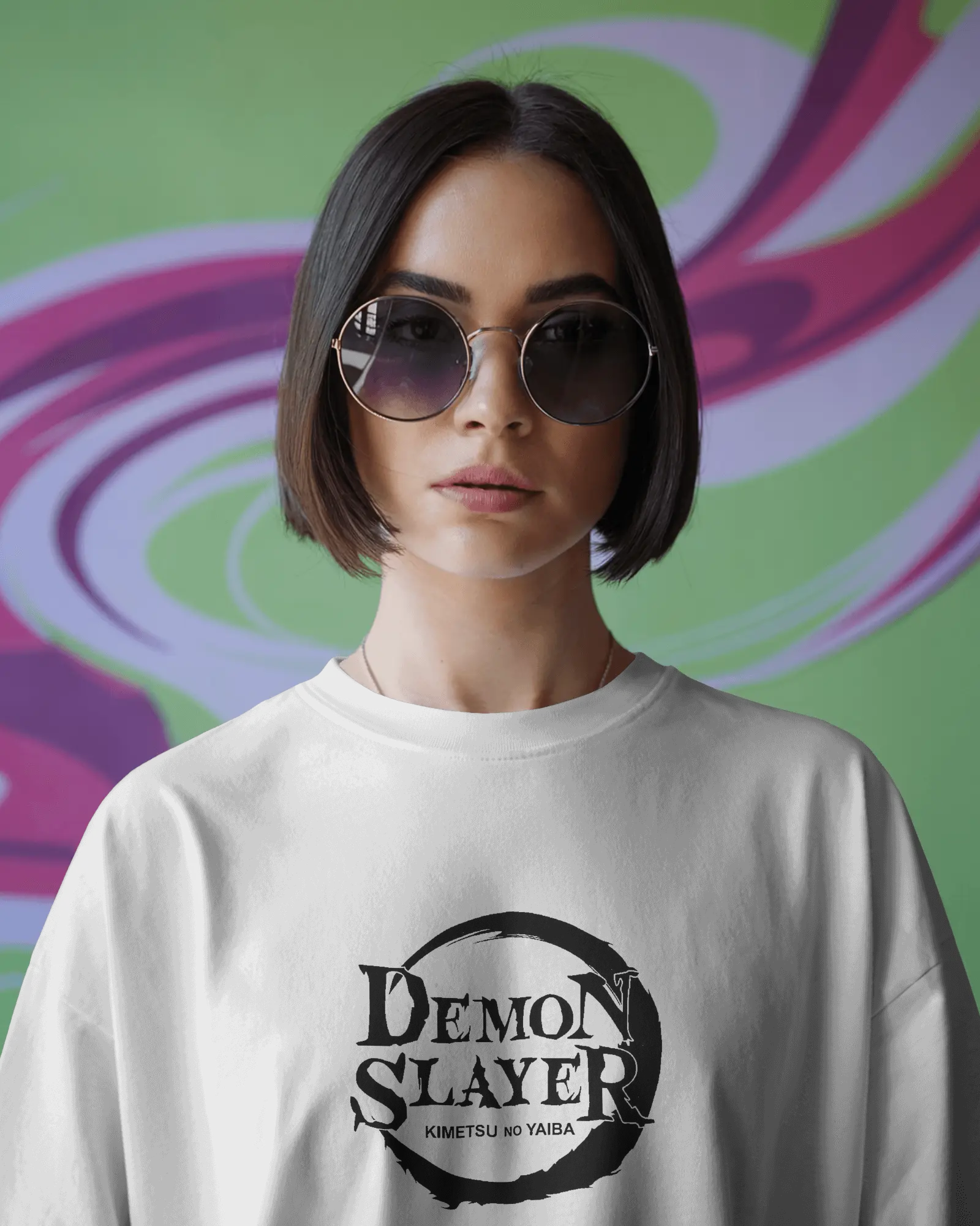 Tanjiro Kamado Ladies Terry Oversized Tee | Demon Slayer  | Teeyatra | Anime