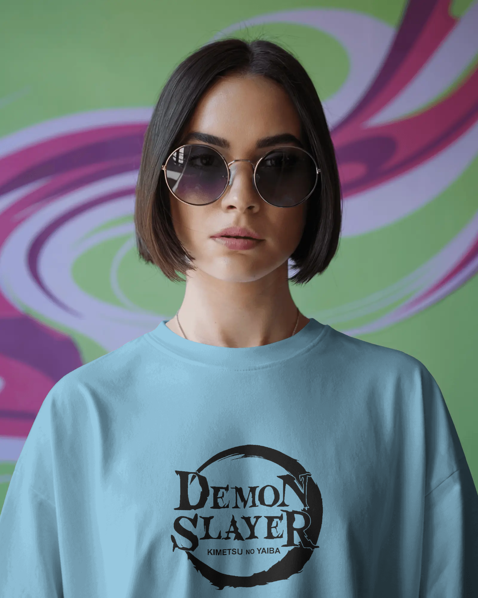 Tanjiro Kamado Ladies Terry Oversized Tee | Demon Slayer  | Teeyatra | Anime