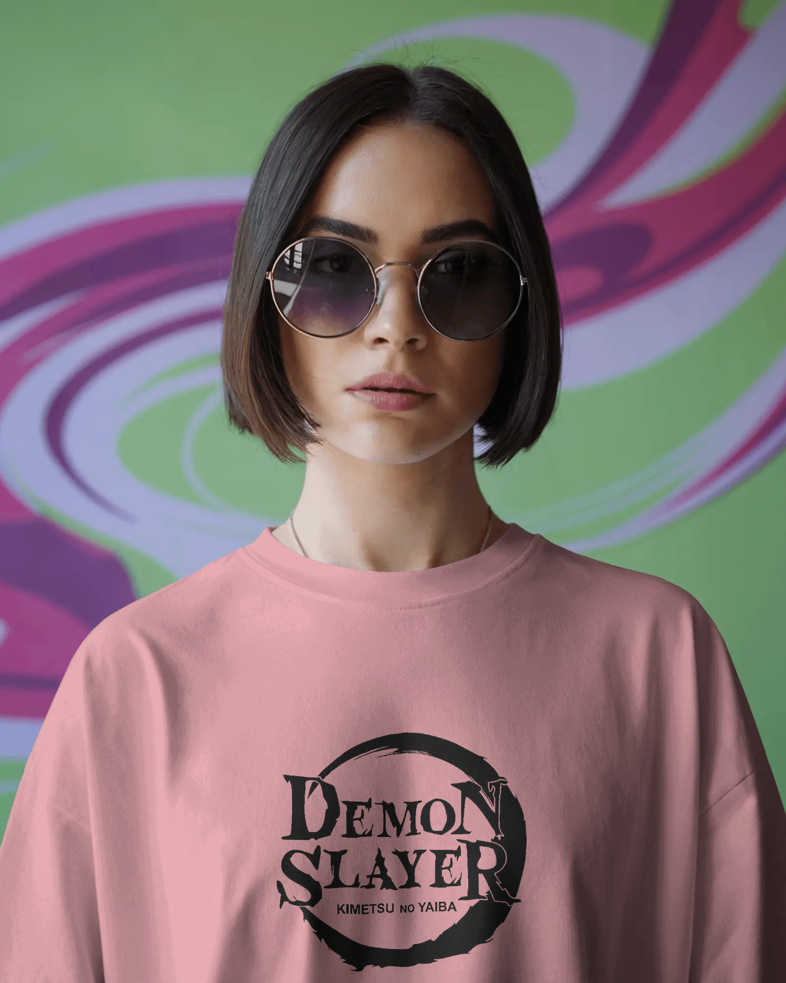 Tanjiro Kamado Ladies Terry Oversized Tee | Demon Slayer  | Teeyatra | Anime