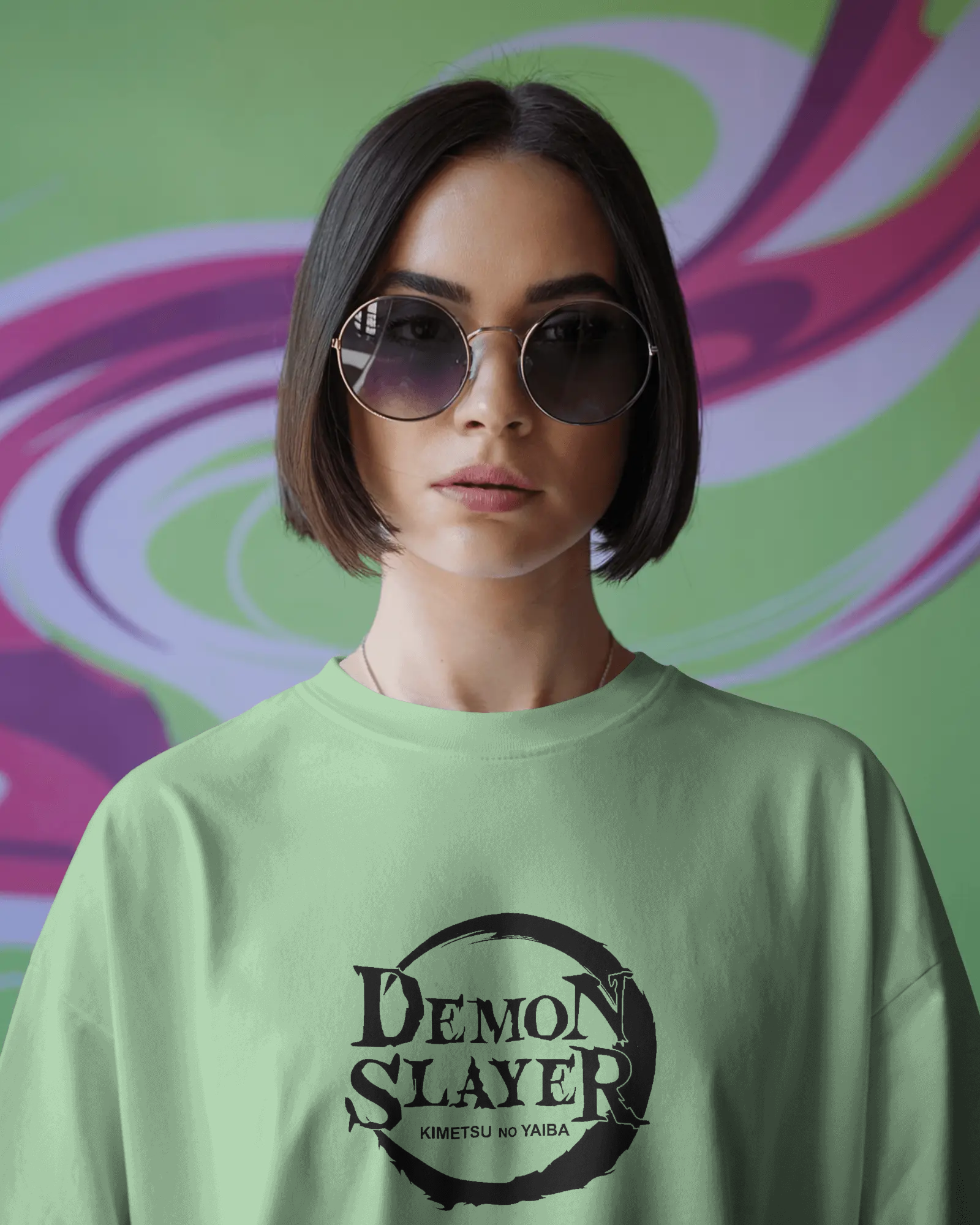 Tanjiro Kamado Ladies Terry Oversized Tee | Demon Slayer  | Teeyatra | Anime