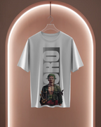 Roronoa Zoro "Master Swordsman" White Streetwear – Premium 240 GSM Terry Cotton Oversized T-Shirt