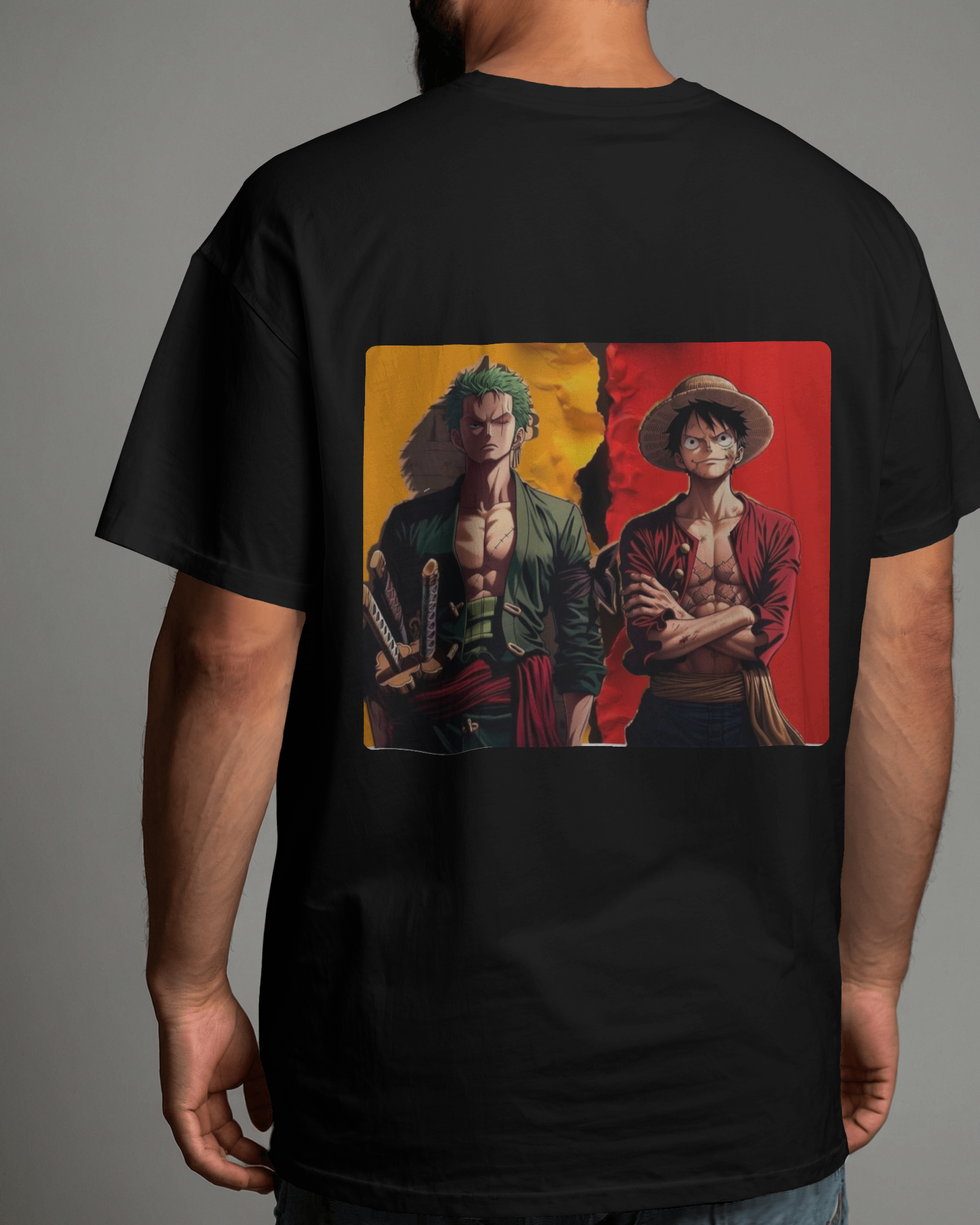 Swordsman & Captain: A One Piece Saga Men's Oversized Classic T-shirt | Teeyatra | Anime