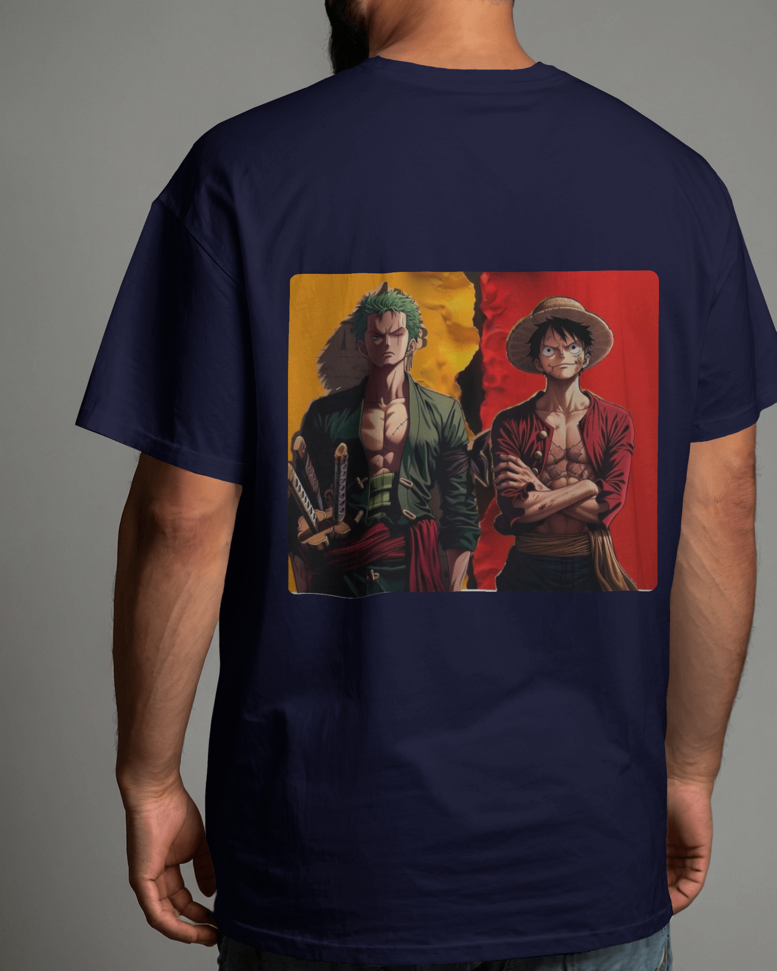 Swordsman & Captain: A One Piece Saga Men's Oversized Classic T-shirt | Teeyatra | Anime