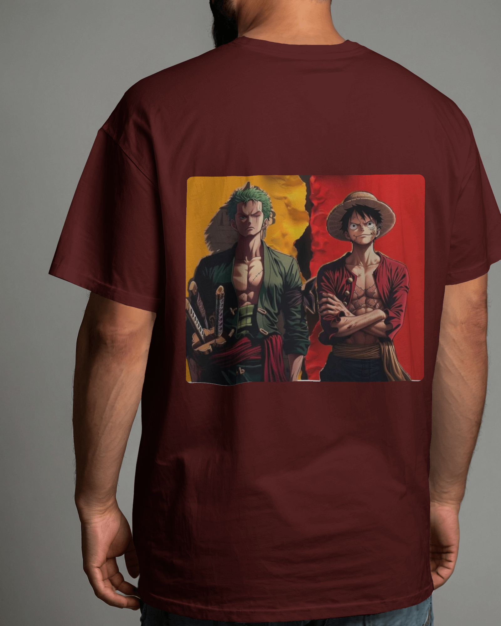 Swordsman & Captain: A One Piece Saga Men's Oversized Classic T-shirt | Teeyatra | Anime