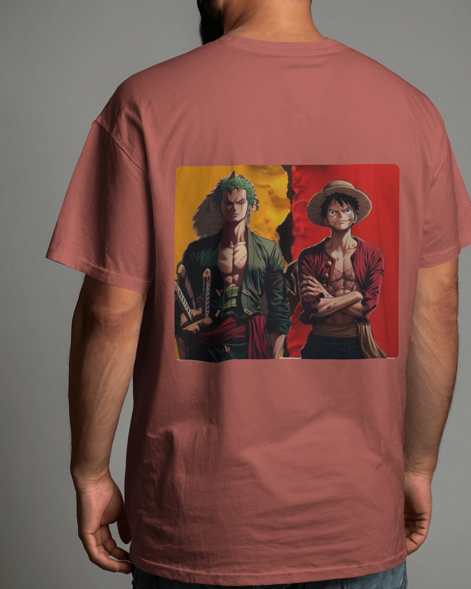 Swordsman & Captain: A One Piece Saga Men's Oversized Classic T-shirt | Teeyatra | Anime