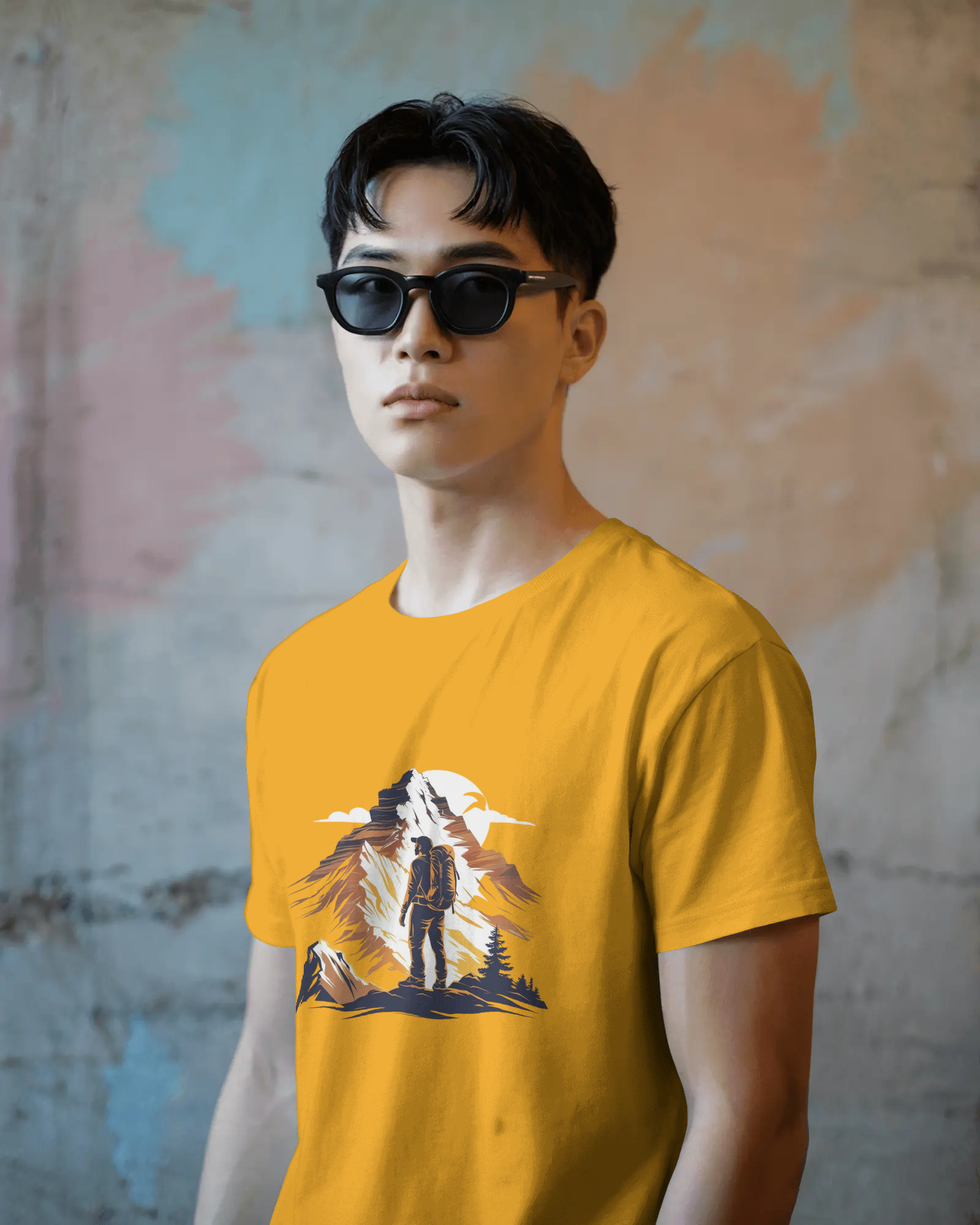 Mountain Hiker Graphic Men's Classic Crew T-Shirt | Teeyatra | Abstract