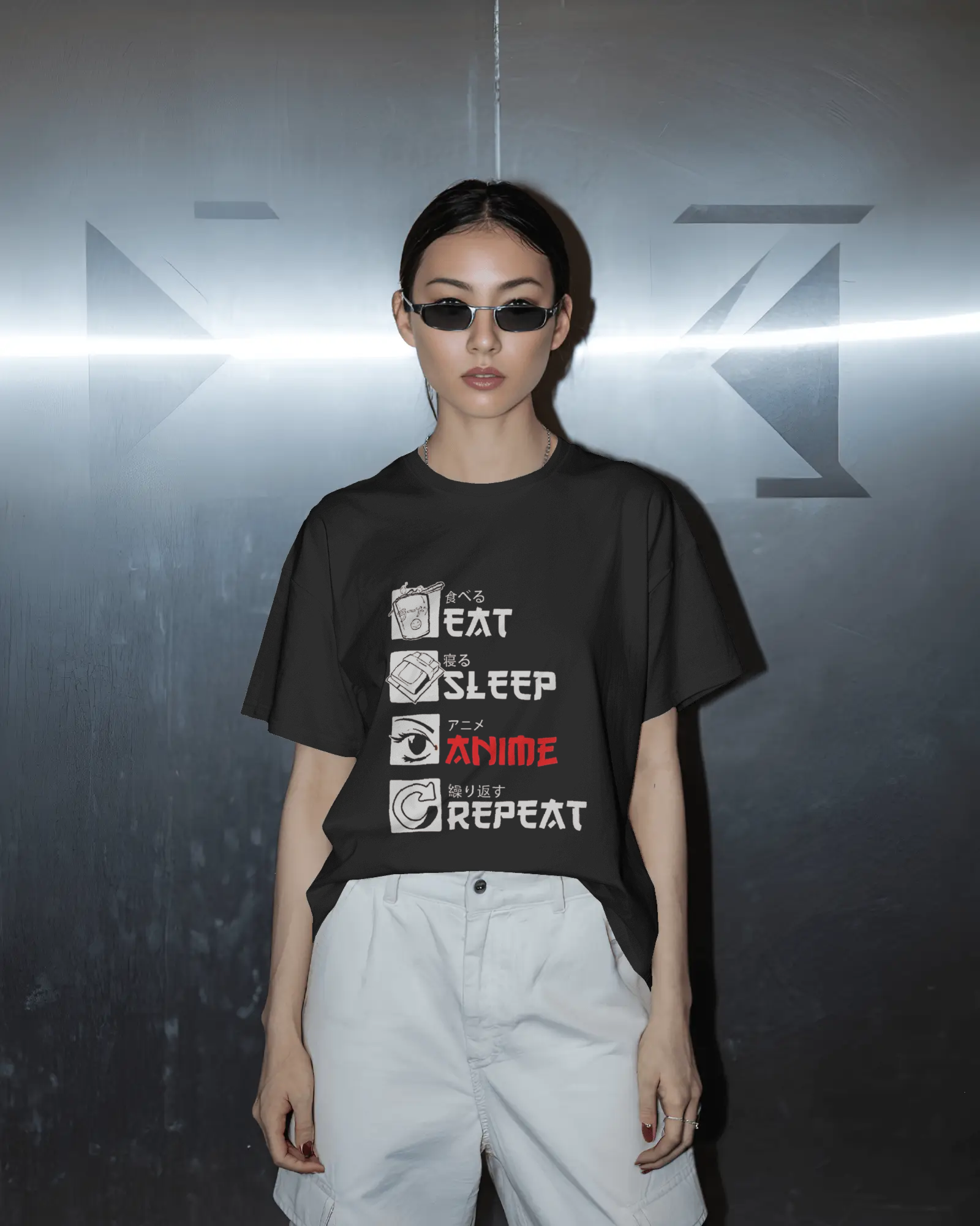 TEEYATRA Originals: Eat Sleep Anime Repeat Ladies Classic Crew T-Shirt | Teeyatra