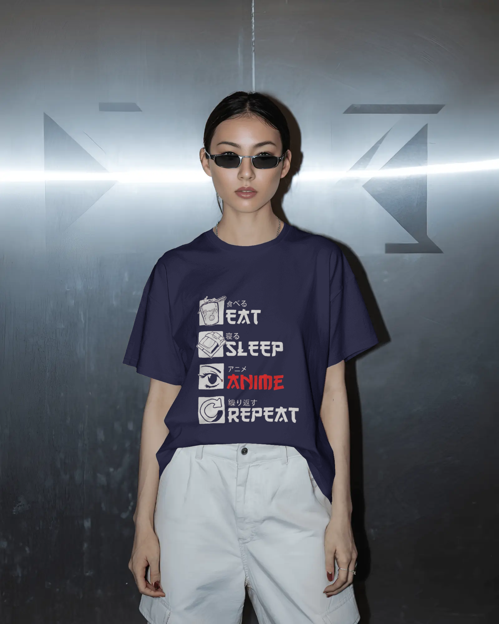 TEEYATRA Originals: Eat Sleep Anime Repeat Ladies Classic Crew T-Shirt | Teeyatra