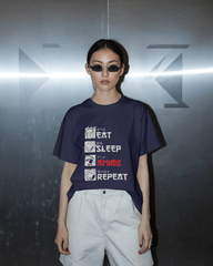 TEEYATRA Originals: Eat Sleep Anime Repeat Ladies Classic Crew T-Shirt | Teeyatra