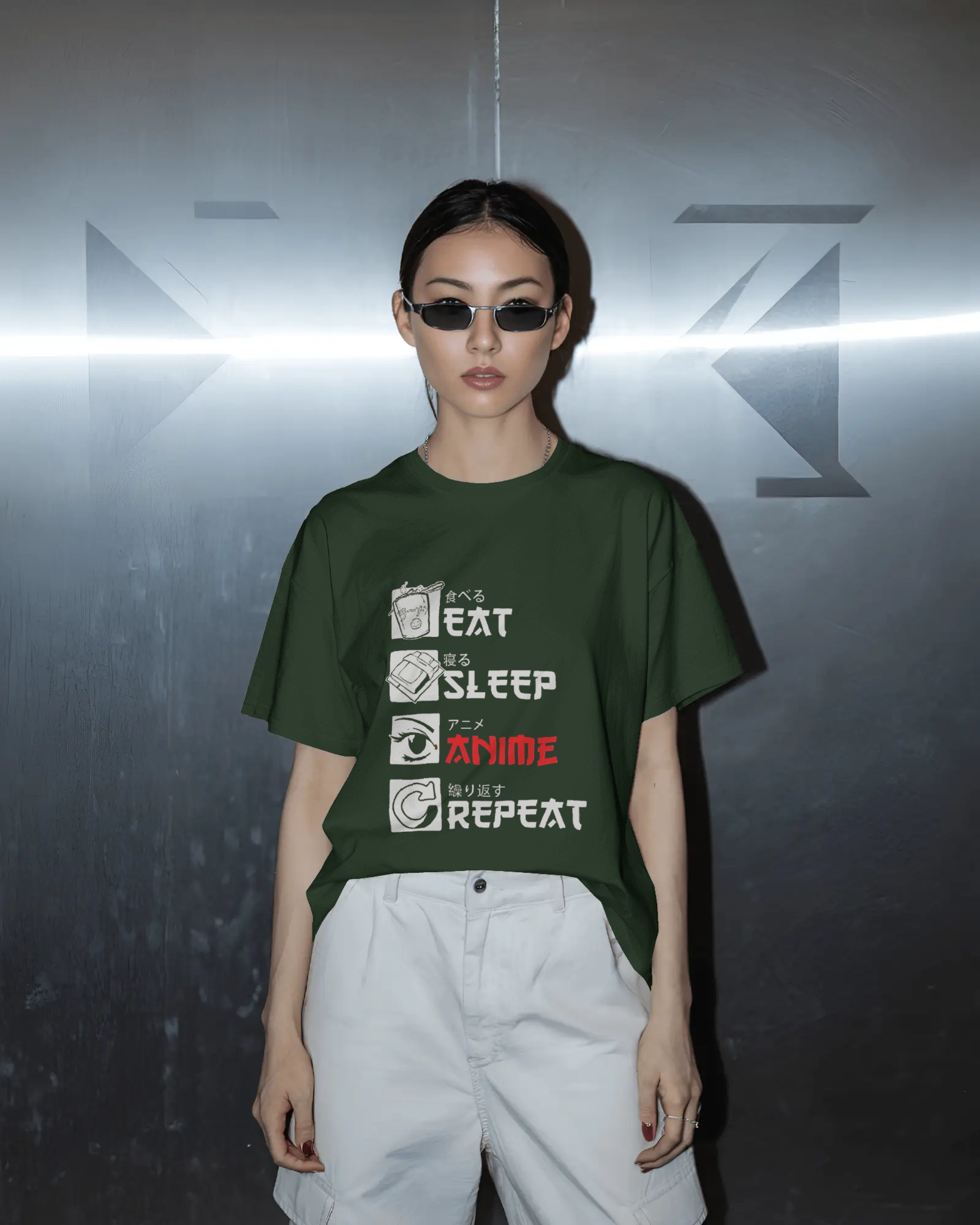 TEEYATRA Originals: Eat Sleep Anime Repeat Ladies Classic Crew T-Shirt | Teeyatra