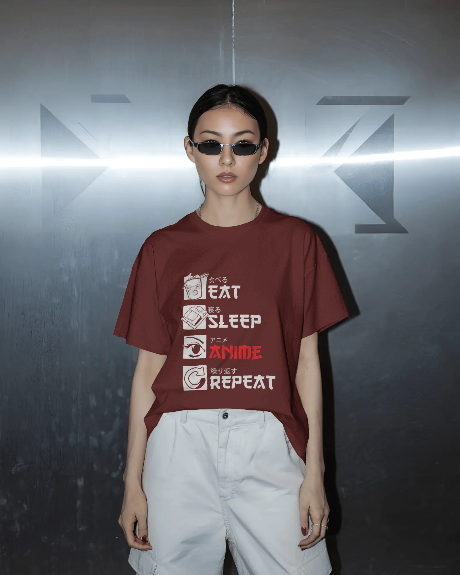 TEEYATRA Originals: Eat Sleep Anime Repeat Ladies Classic Crew T-Shirt | Teeyatra