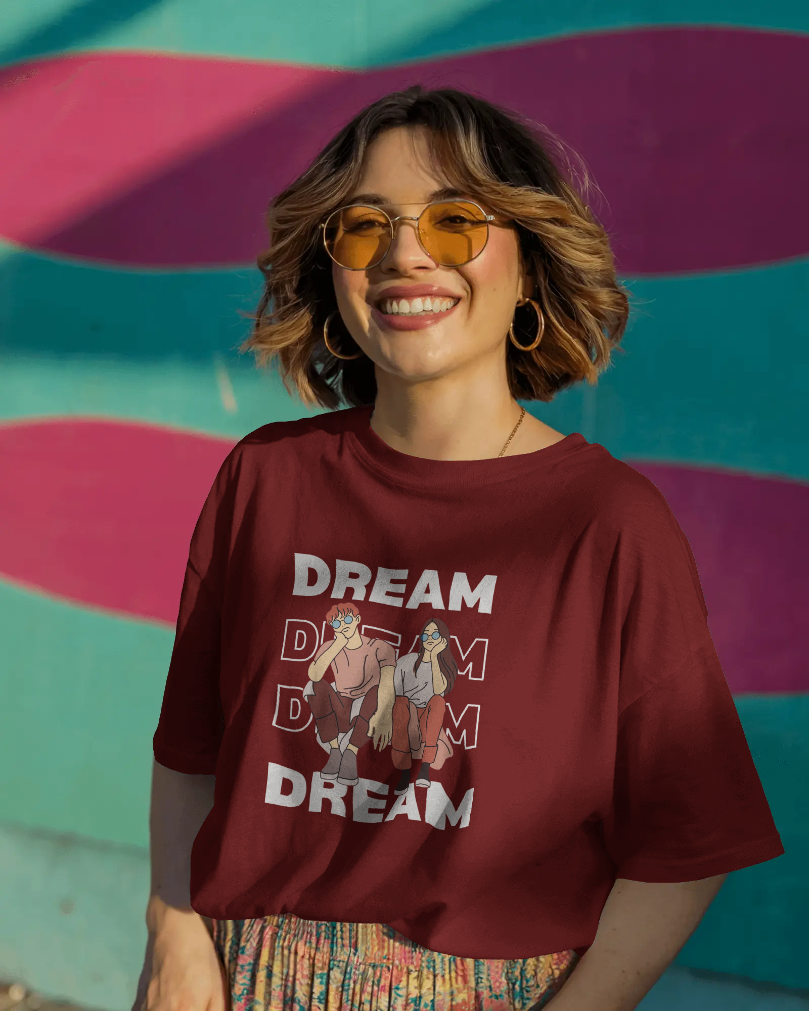 Urban Dreamscape Ladies Oversized Classic T-shirt | Teeyatra | Abstract
