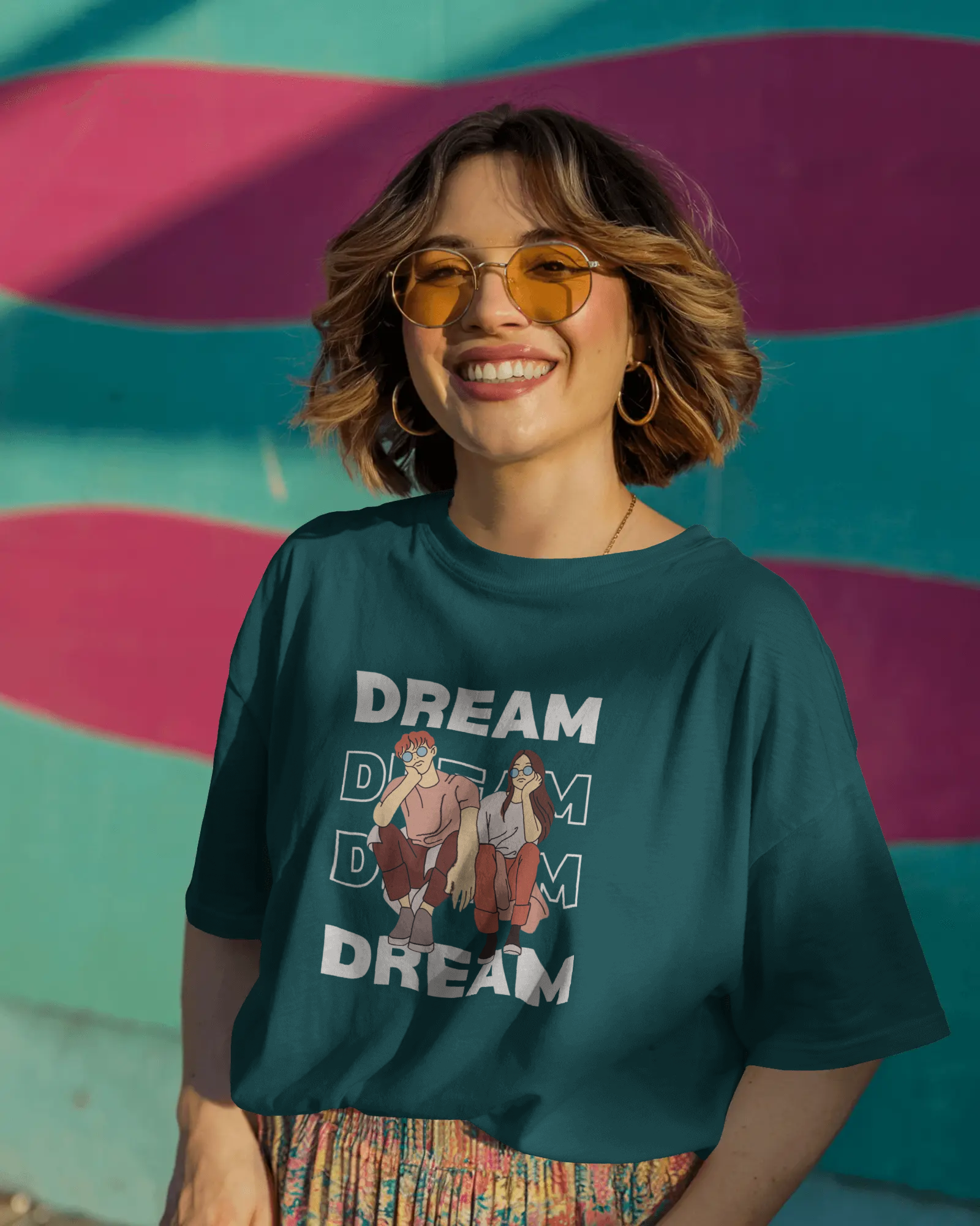 Urban Dreamscape Ladies Oversized Classic T-shirt | Teeyatra | Abstract