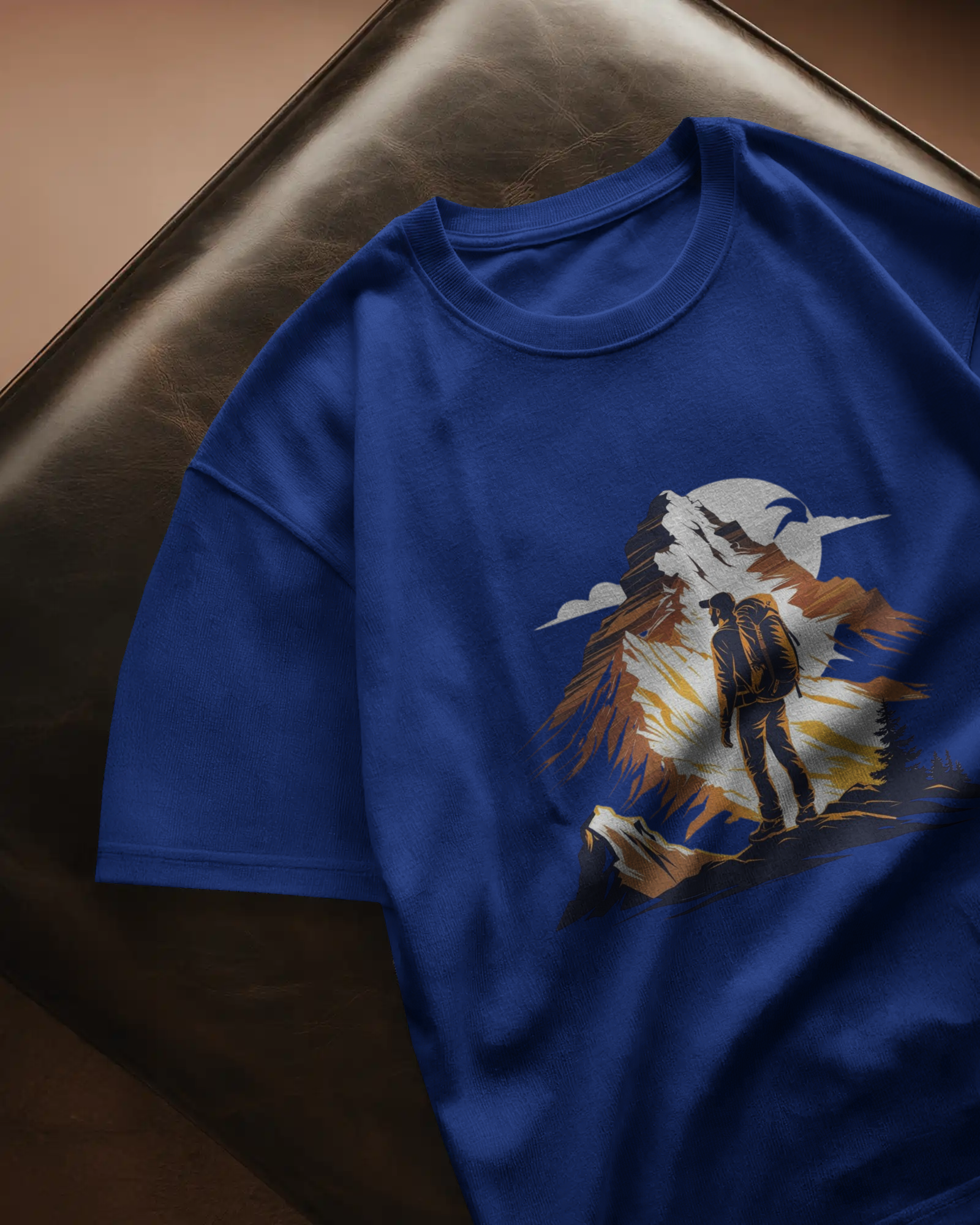 Mountain Hiker Graphic Ladies Classic Crew T-Shirt | Teeyatra | Abstract