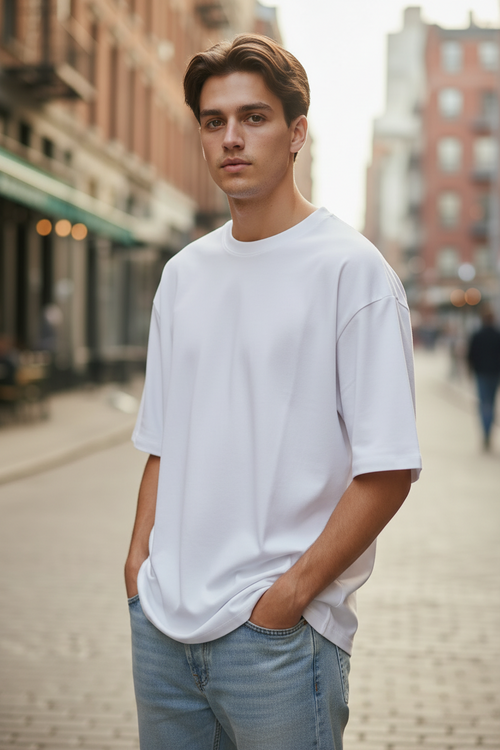 Men’s 240 GSM Oversized French Terry T-Shirt | Heavyweight Streetwear Tee - TEEYATRA