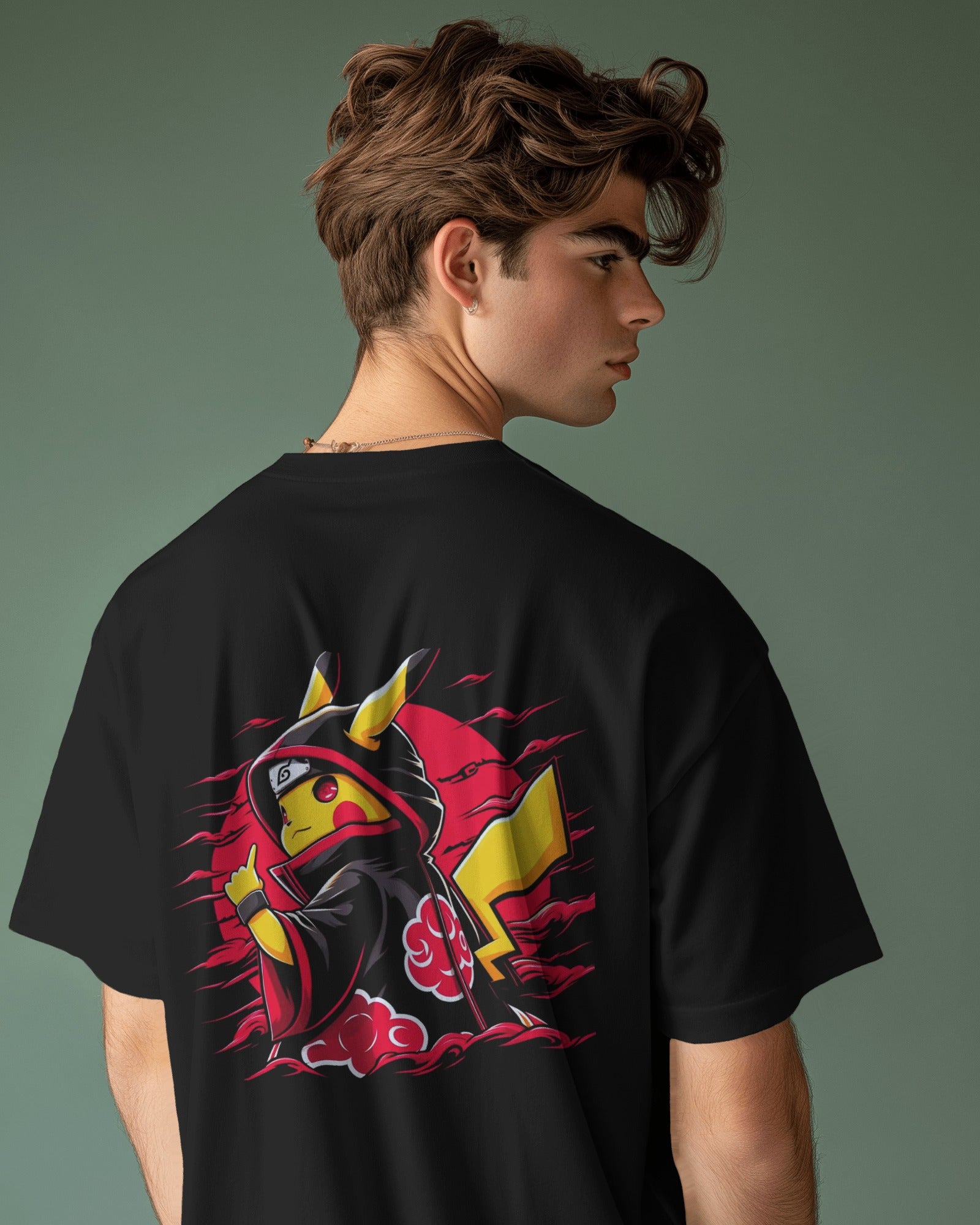Naruto X Pokémon Crossover Men's Oversized Classic T-shirt | Teeyatra | Anime
