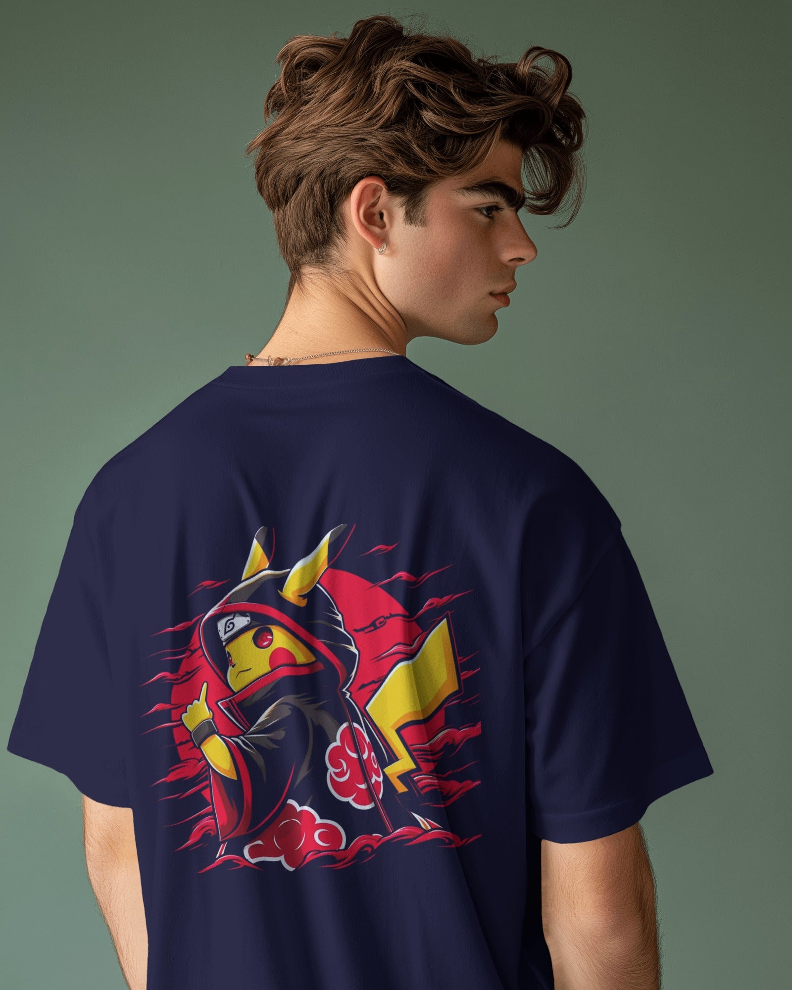 Naruto X Pokémon Crossover Men's Oversized Classic T-shirt | Teeyatra | Anime