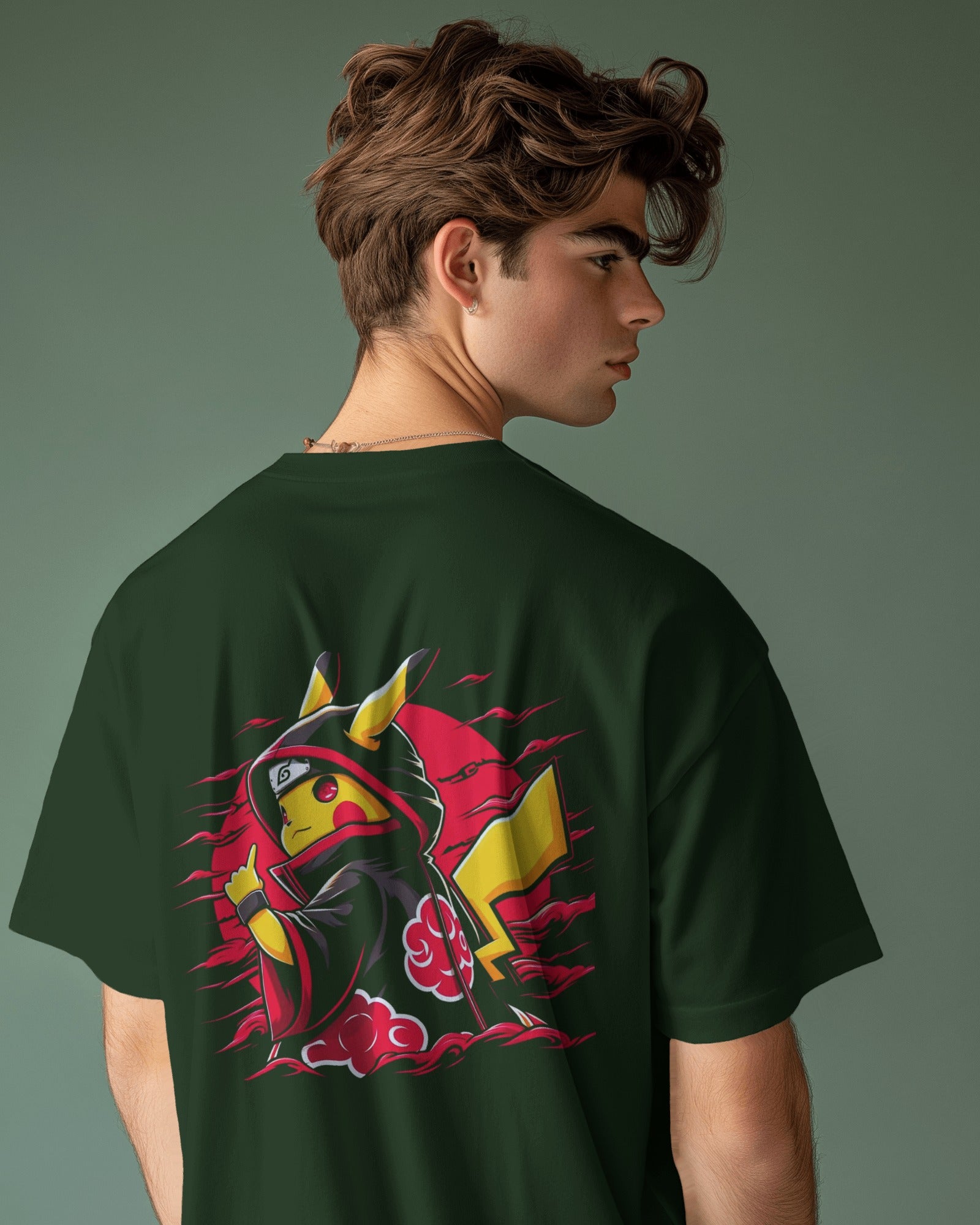 Naruto X Pokémon Crossover Men's Oversized Classic T-shirt | Teeyatra | Anime