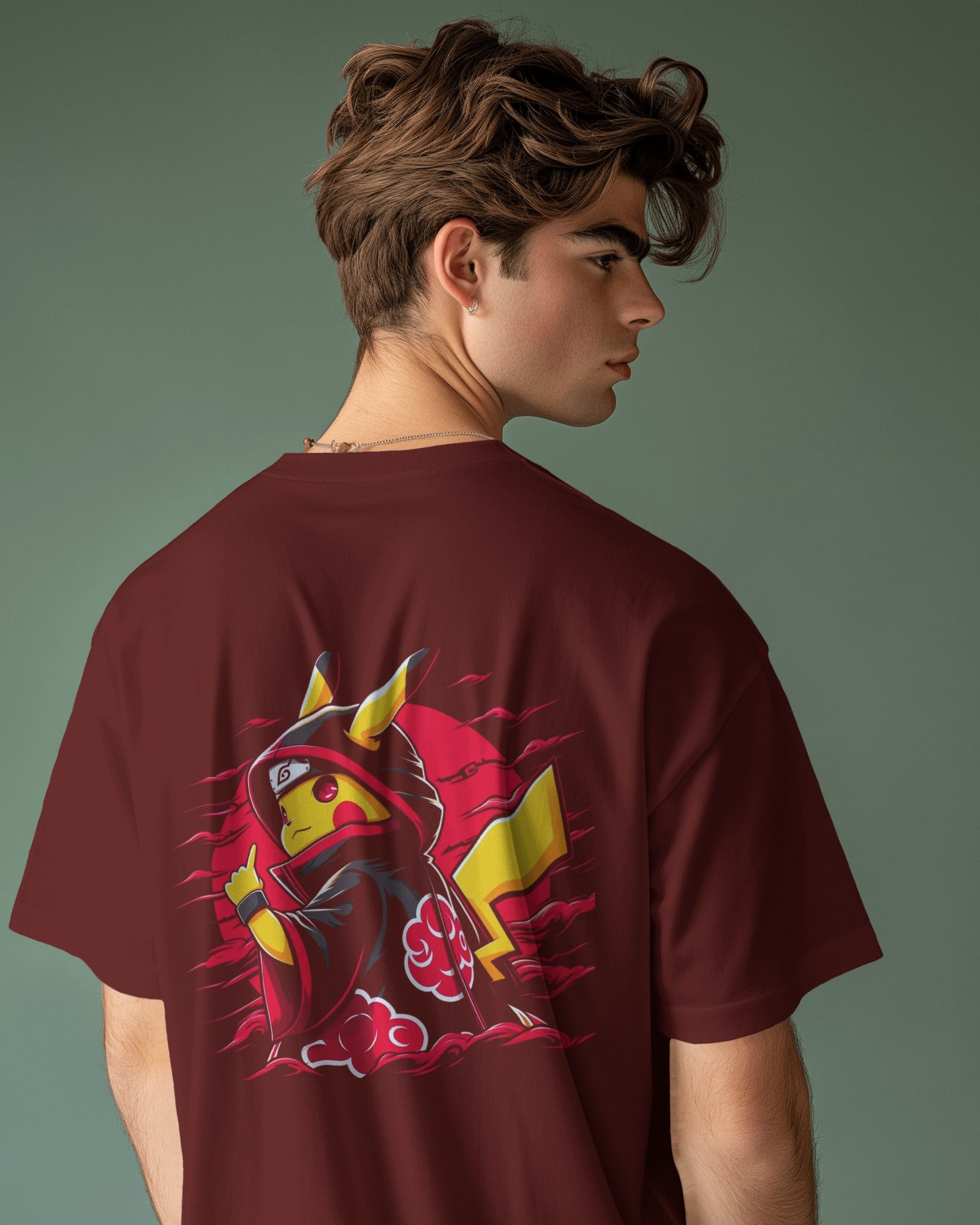 Naruto X Pokémon Crossover Men's Oversized Classic T-shirt | Teeyatra | Anime