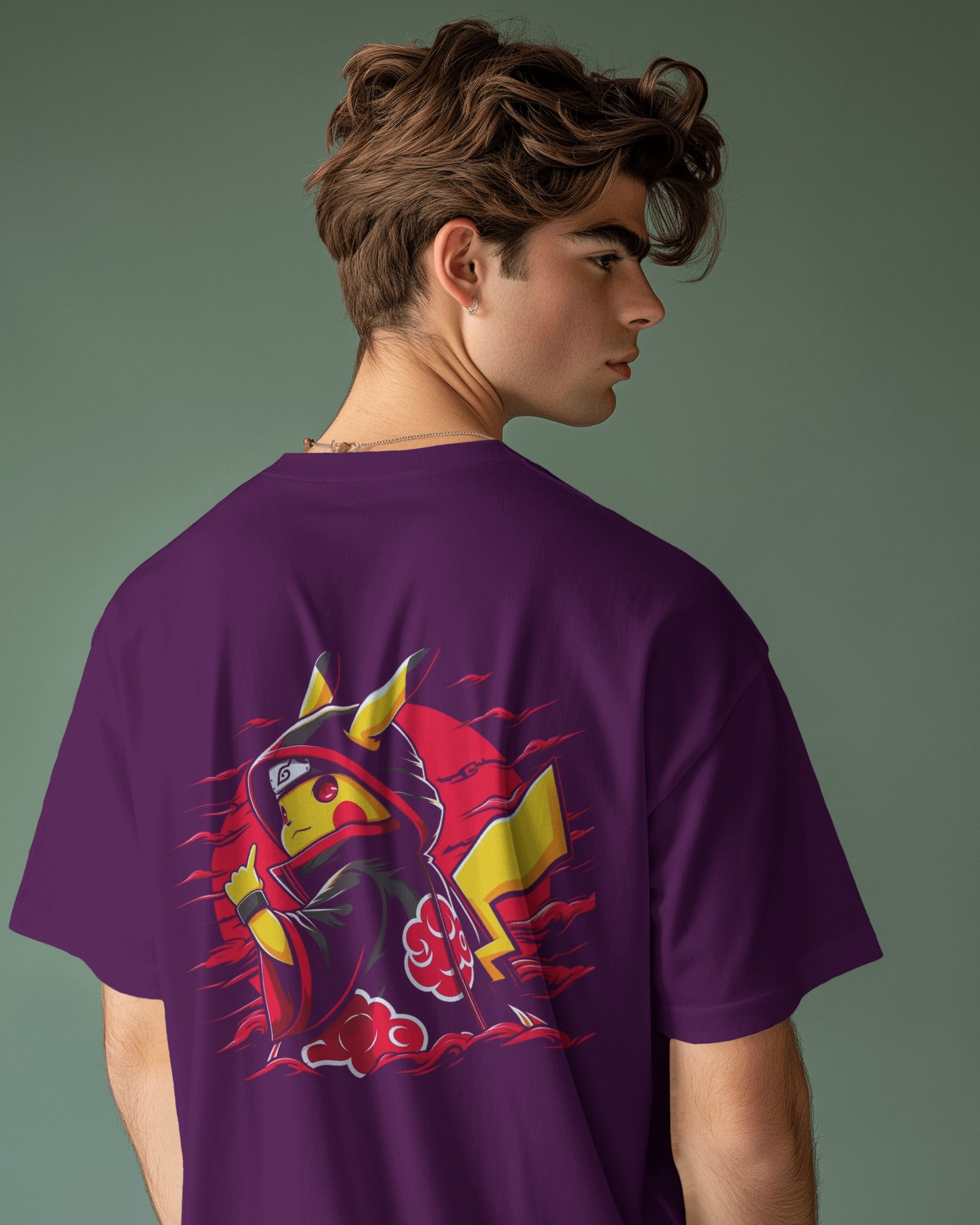 Naruto X Pokémon Crossover Men's Oversized Classic T-shirt | Teeyatra | Anime