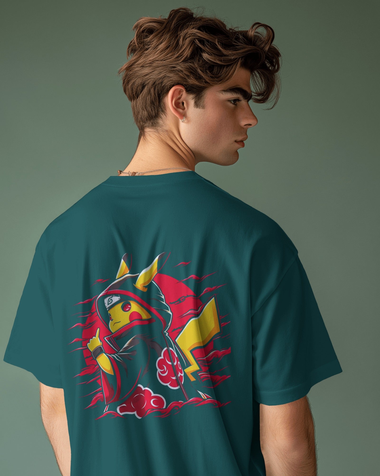 Naruto X Pokémon Crossover Men's Oversized Classic T-shirt | Teeyatra | Anime